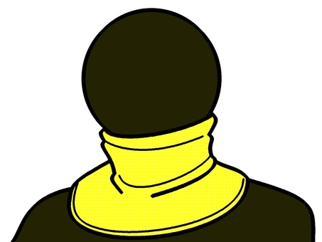 ネックウォーマーとピクトグラム『黄』 ネックウォーマー,ピクトグラム,首,着用,おしゃれ,衣類,暖かい,モチーフ,カラー,日用品のイラスト素材