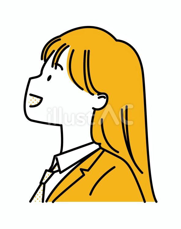 上を向くブレザーの学生シンプル3 シンプル,単色,女子高生のイラスト素材