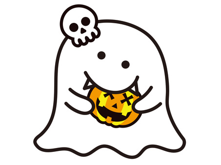 ハロウィンおばけ6 おばけ,トリックオアトリート,ハロウィン,かわいい,ゴースト,幽霊,おばけやしき,スカル,かぼちゃ,がぶっのイラスト素材