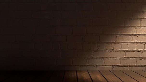 柔らかい光と静寂のレンガ壁 レンガ,壁,木,床,光,3d,cg,影,夜,暗いのイラスト素材