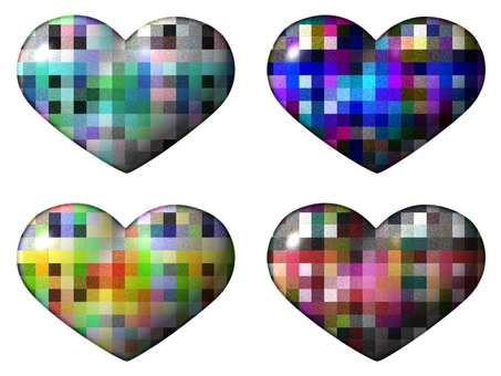 モザイク模様のハートのアイコン モザイク,ハート,アイコン,ボタン,ポストカード,ザラザラ,ノイズ,カラフルのイラスト素材