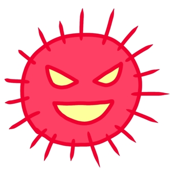 ウイルスのアイコン赤 ウイルス,菌,病気,医療,アイコン,かわいい,予防,対策,手書きのイラスト素材