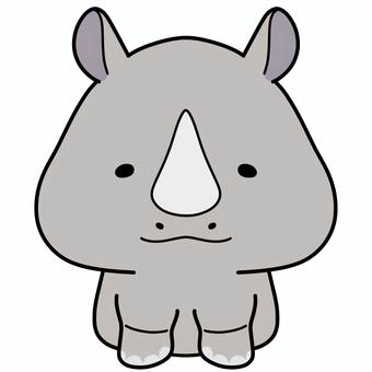 座るサイ 座るサイ 動物,サイ,正面のイラスト素材