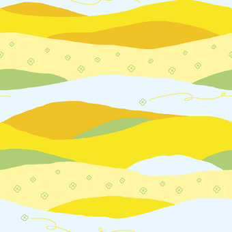 花畑 yellow 菜の花,ひまわり,夏,初夏,黄色,花畑,花,曲線,ボーダー,うねうねのイラスト素材