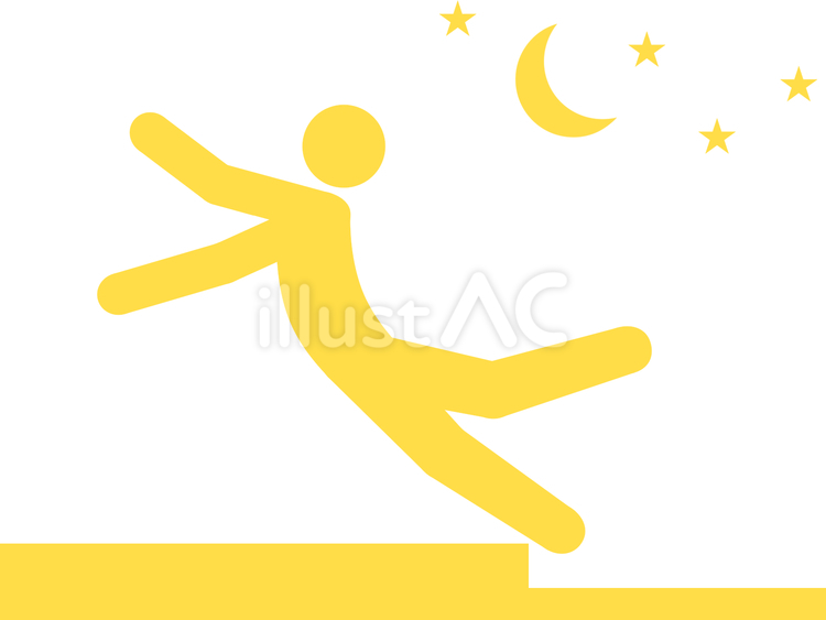 夜に階段や段差でつまずき転ける人（黄） 階段,段差,高低差のイラスト素材