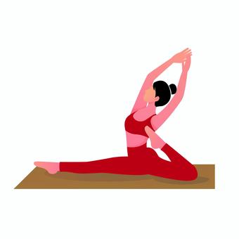 ヨガ 052 ヨガ 052 ヨガ,ストレッチ,女性,エクササイズ,ポーズ,全身,部位,腹筋,筋肉痛,トレーニングのイラスト素材