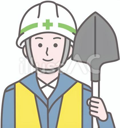 シャベルを持つ作業員 土木建築