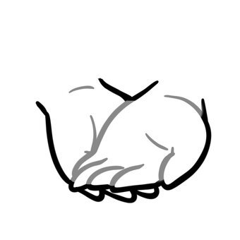 包む両手のひらのモノクロのイラスト 手,つつむ,くるむ,思いやり,気持ち,優しさ,優しい,大切,好き,モノクロのイラスト素材