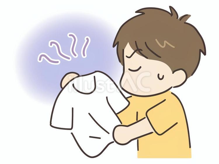 服のニオイが気になる男性 服,匂い,くさいのイラスト素材