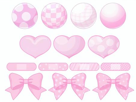 ゆめかわ素材セットピンク 絆創膏,リボン,ハート,ゆめかわ,かわいい,装飾,かざり,飾り,フリー,無料のイラスト素材