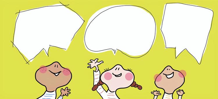 Illustration, a bocah, balon ucapan, wong, 