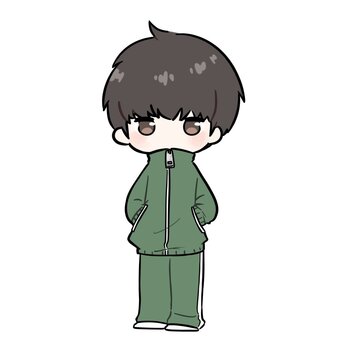 ジト目のジャージ姿の男の子 ジャージ,ゆるい,ジト目,立ち絵,全身,人,人物,部屋着,運動着,かわいいのイラスト素材