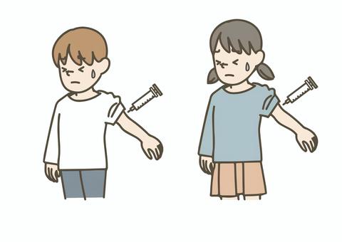 注射を怖がる子どものイラスト 注射,予防接種,ワクチン,子ども,怖い,泣く,病院,小児科,医療,健康のイラスト素材