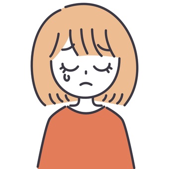 【そのまま使える】二色の女性11 女性,お母さん,お姉さん,表情,おかっぱ,顔,涙,残念,バストアップ,正面のイラスト素材