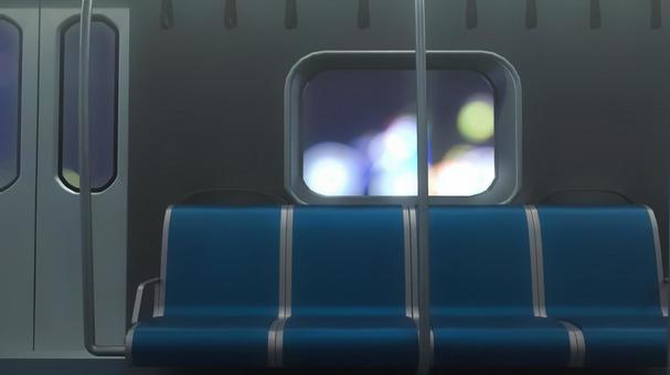 海外風の電車の煌く夜の窓辺の記憶 電車,電車内,背景,乗り物,座席,吊り革,公共機関,交通機関,通勤,通学のイラスト素材