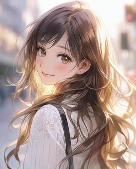 Illustration, female, cute, a smile, 