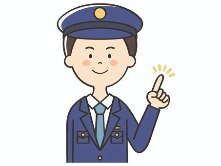 指差しする男性警察官 笑顔,ポイント,指差し,警察官,説明,教える,解説,アドバイス,重要,強調のイラスト素材