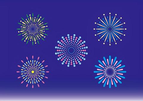 花火　型02A 花火,夏,夜空,カラフル,風流のイラスト素材