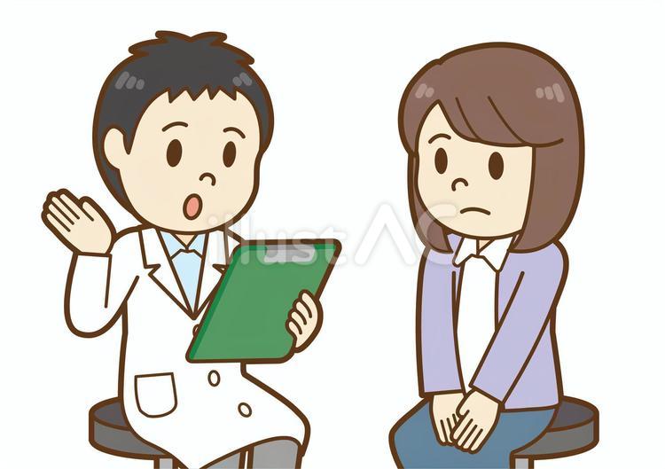 患者に説明をする男性医師 女性,男性,患者のイラスト素材