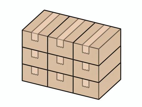 9個の積まれた段ボール 生活,段ボール,箱,複数,ガムテープ,長方形のイラスト素材