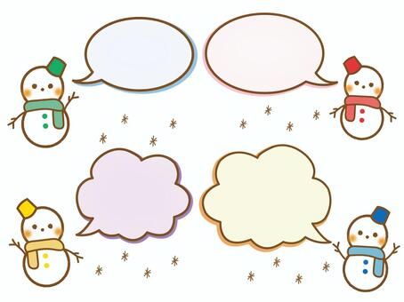 雪だるまの吹き出しセット 雪だるまの吹き出しセット 雪だるま,冬,12月のイラスト素材