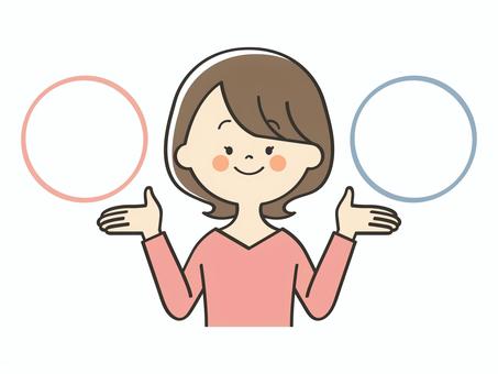 比較する若い女性 比較する若い女性 比較する,比べる,比較,紹介,提案,説明,選択,選択肢,abテスト,対比のイラスト素材