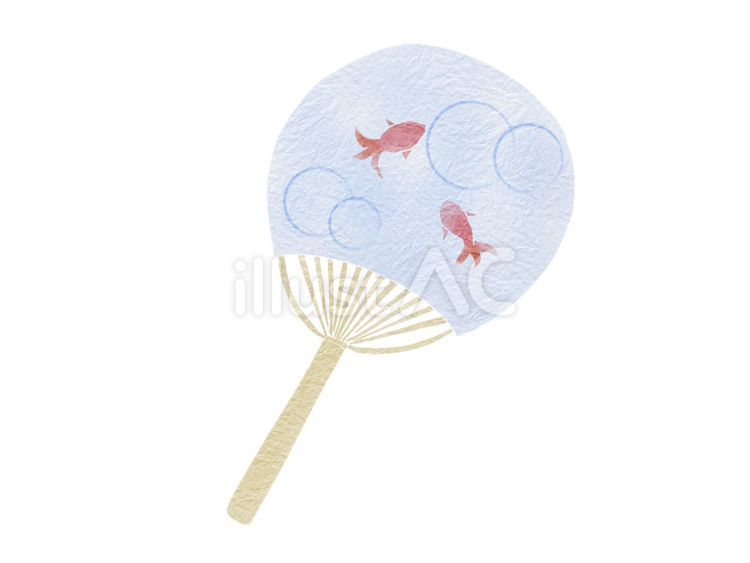 和風うちわ金魚柄 うちわ,夏,金魚のイラスト素材