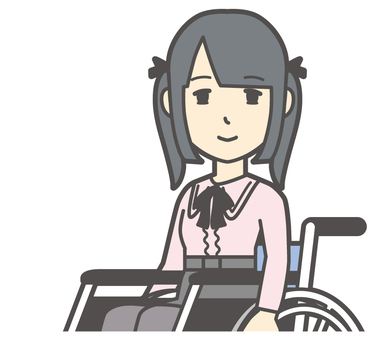  地雷系女子-291-バスト 車いす,地雷系,女性,女の子,ツインテール,人物,かわいい,障害者,車椅子,座るのイラスト素材