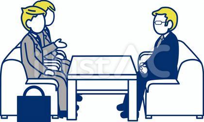 応接室で対話する会社員たち