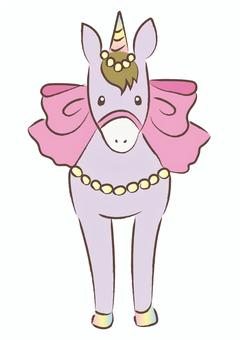 年賀状素材「午／馬」かわいいユニコーン 午,馬,うま,ユニコーン,年賀,正月,元旦,ハガキ,年賀状,動物のイラスト素材