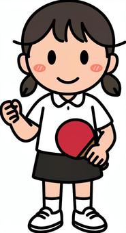 白の卓球の女の子です。