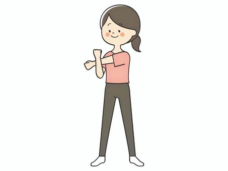 準備運動をするスポーツウェアの女性 準備運動,ストレッチ,準備体操,体操,運動,柔軟,柔軟運動,スポーツ,健康,体力のイラスト素材