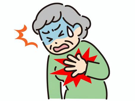 心筋梗塞　女性-カラー 心筋梗塞,心臓,胸の痛み,血管,動脈硬化,発作,高血圧,糖尿病,血栓,喫煙のイラスト素材