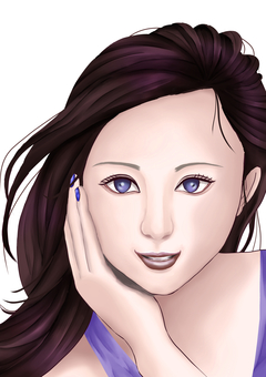 女性イラスト 人物,女性,顔,ネイル,ロングヘアーのイラスト素材