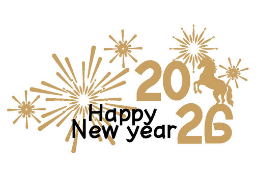 2026年午年年賀状 年賀状,ニューイヤー,年賀ハガキ,午年,新年,謹賀新年,イラスト,柄,メッセージ,挨拶のイラスト素材