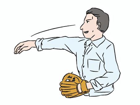 キャッチボールをする男性 男性,ワイシャツ,サラリーマンのイラスト素材