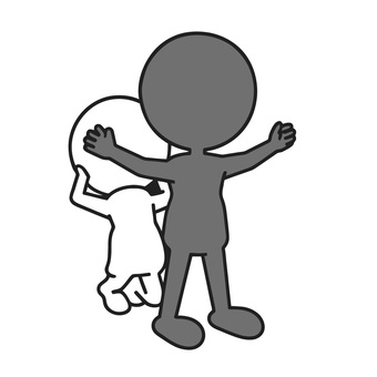 怯える人かばう人 恐怖,怯え,防衛,保護,助け合い,支援,友情,人間関係,感情,心理のイラスト素材