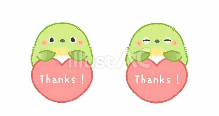 メジロとハートのイラスト　Thanks メジロ,ハート,thanksのイラスト素材