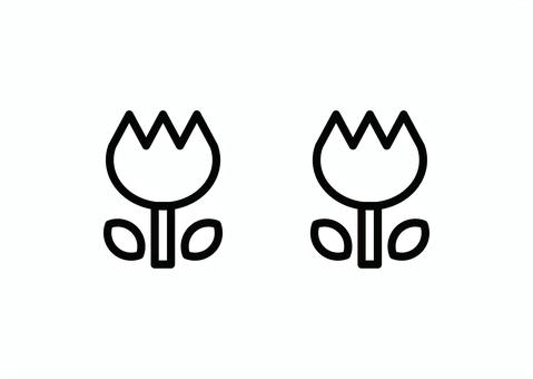 Illustration, tulip, white, black, 