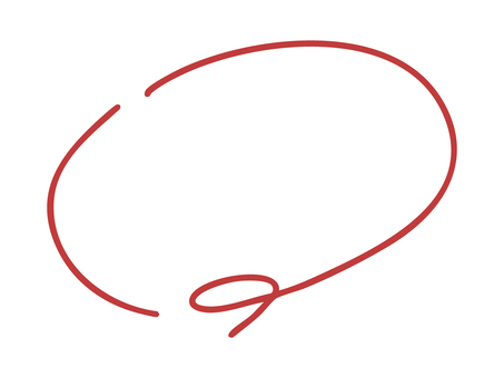 手書きくるっと赤円フレーム フレーム,円,手書き,ライン,囲み,シンプル,ゆるい,曲線,イラスト,背景透過のイラスト素材