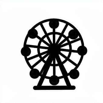 Illustration, garden land, play equipment, ferris wheel, 