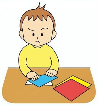 遊ぶ子ども13 折り紙,折る,遊ぶ,男の子,園児,低学年,1年生,小学生,幼児,子どものイラスト素材