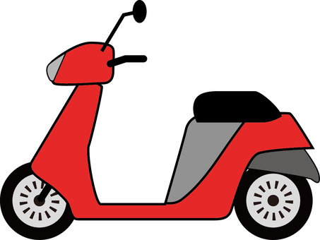 原付　 原付,バイク,スクーター,乗り物,移動,手軽,線画,赤のイラスト素材