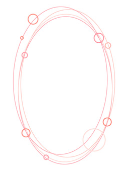 ランダムな丸模様のオーバルフレーム フレーム,飾り枠,楕円,背景,オーバル,春,サークル,あしらい,ラフ,線のイラスト素材