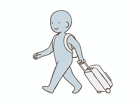 旅行へ行くドローイング デッサン,人形,ラフ,ポーズ,旅行,歩く,ドローイング,お出かけ,移動,出発のイラスト素材