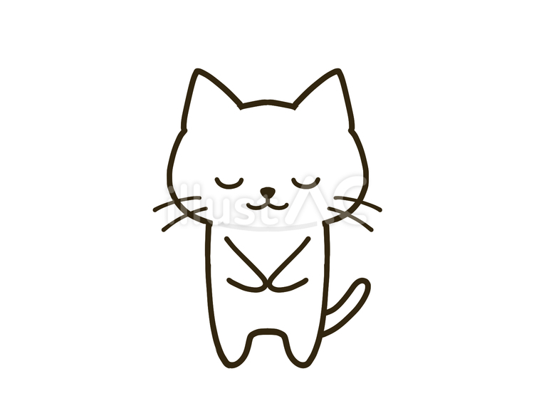 お辞儀をする二頭身の白猫 ネコ,白猫,お辞儀のイラスト素材