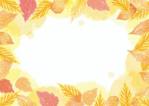 もみじ_フレーム35A もみじ,秋,フレーム,背景,水彩のイラスト素材