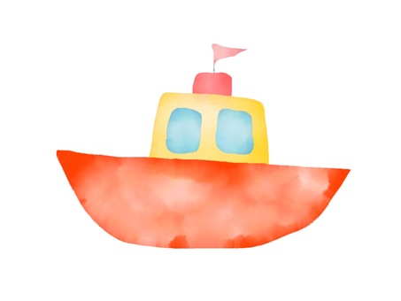 Illustration, a yacht, watercolor style, simple, 