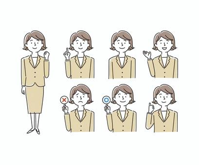 Illustration, suit, female, line drawing, 
