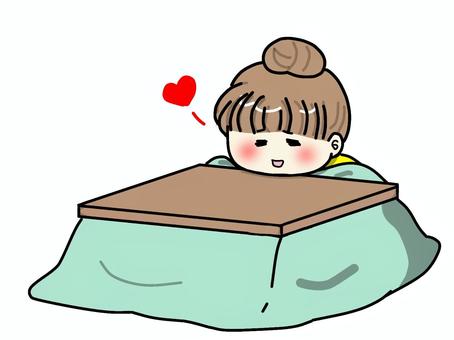 Illustration, kotatsu, heating equipment, woman, 